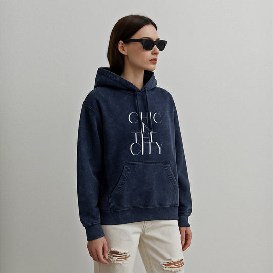'Chic in the City' Unisex Acid Washed Hoodie