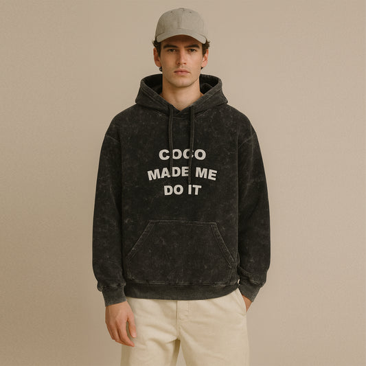'COCO made me do it' Unisex Acid Washed Hoodie