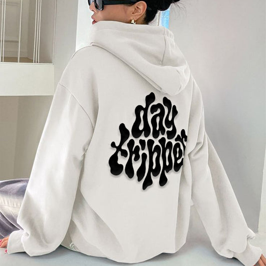 'Day Tripper' back puff print Oversized Unisex Hoodie