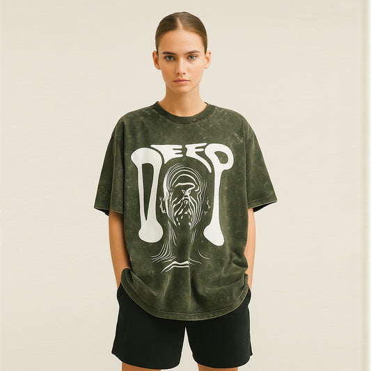 'DEEP' graphic Oversized Acid Wash Unisex T-Shirt