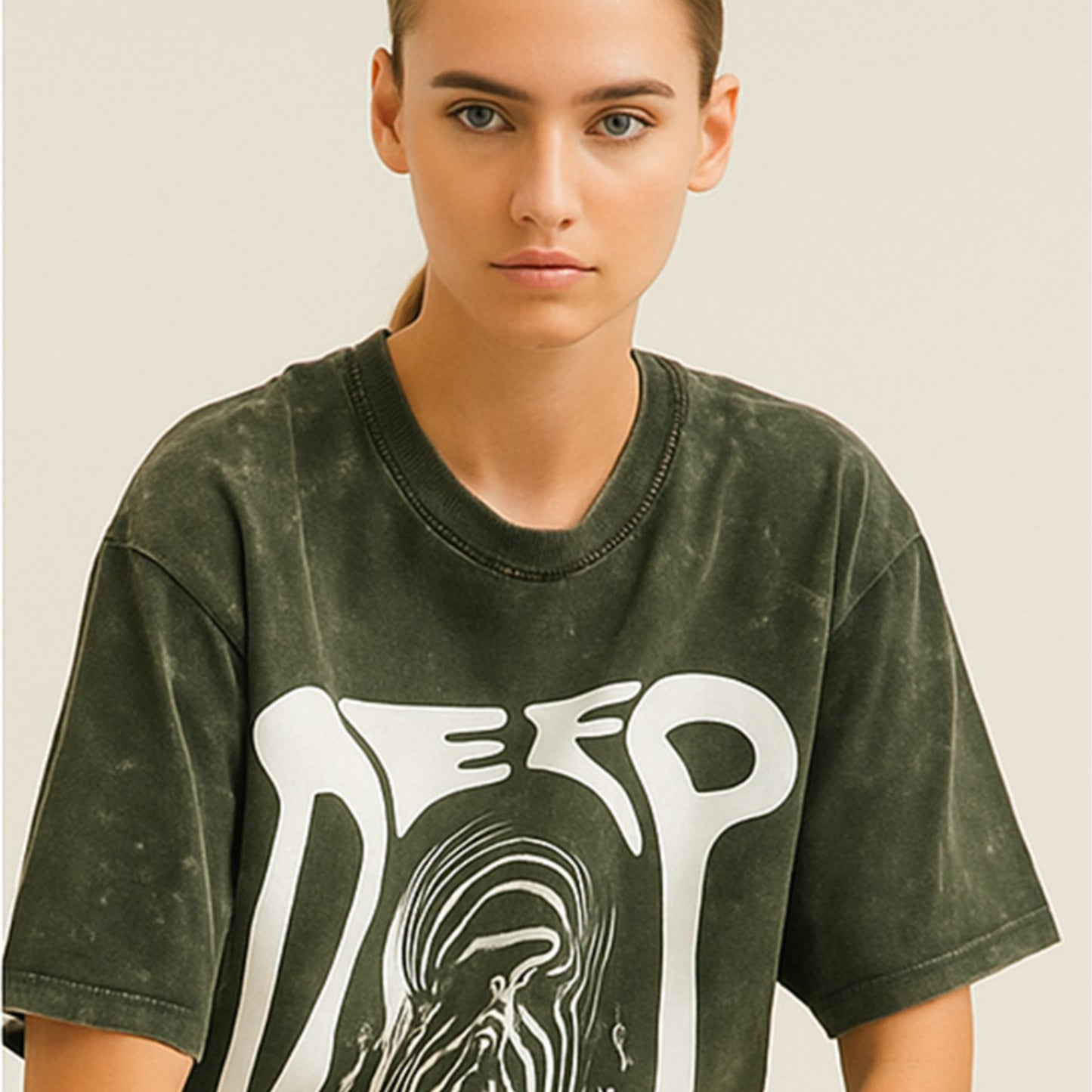 'DEEP' graphic Oversized Acid Wash Unisex T-Shirt