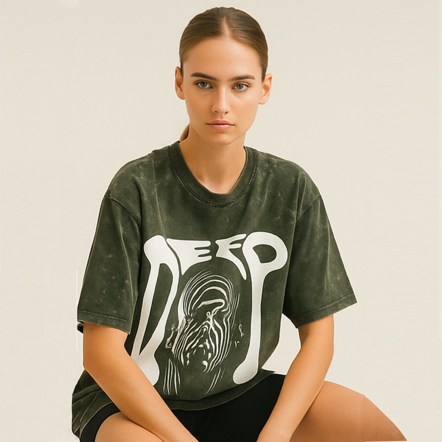 'DEEP' graphic Oversized Acid Wash Unisex T-Shirt