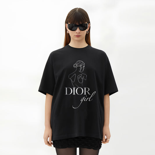 - Line Art Dior - French Terry Cotton Oversized T-Shirt