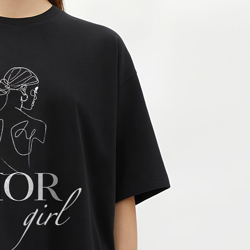 - Line Art Dior - French Terry Cotton Oversized T-Shirt