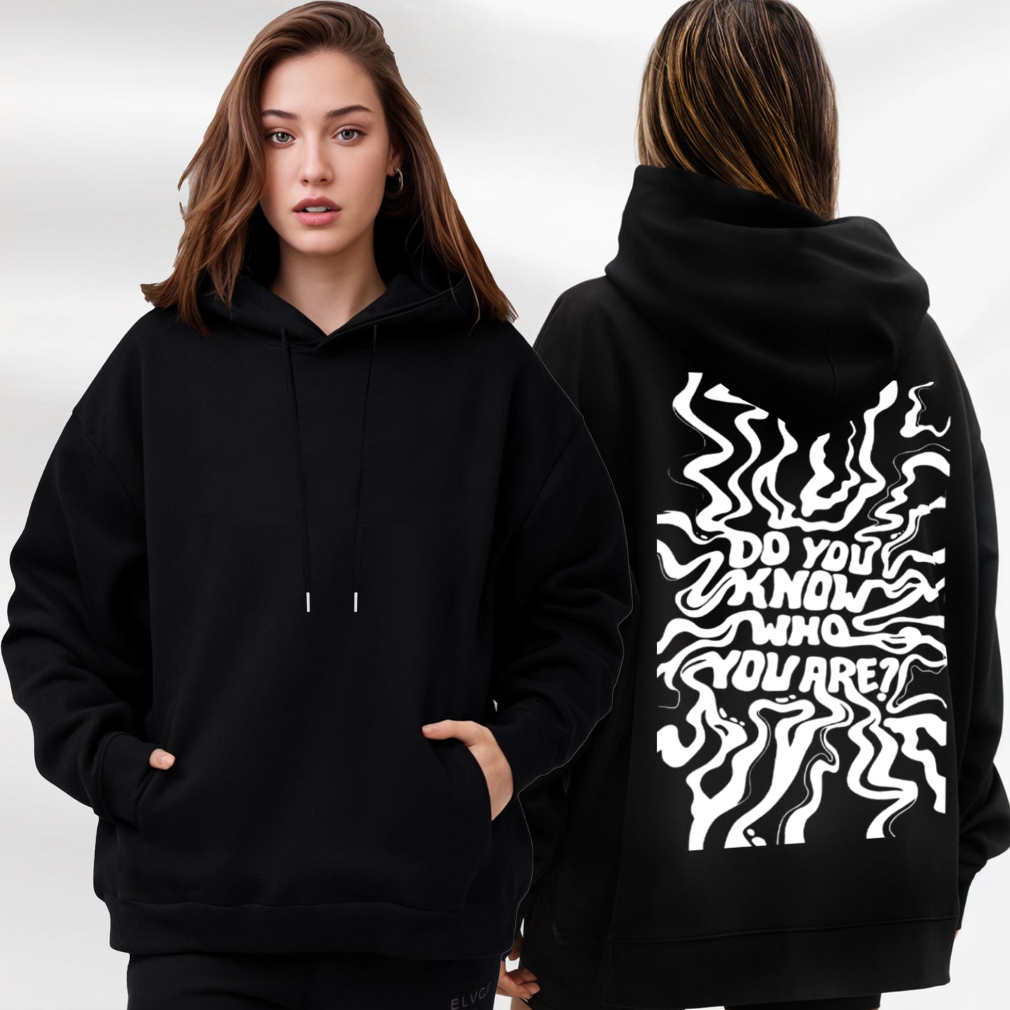 'Do you know who you are?' puff print Oversized Hoodie