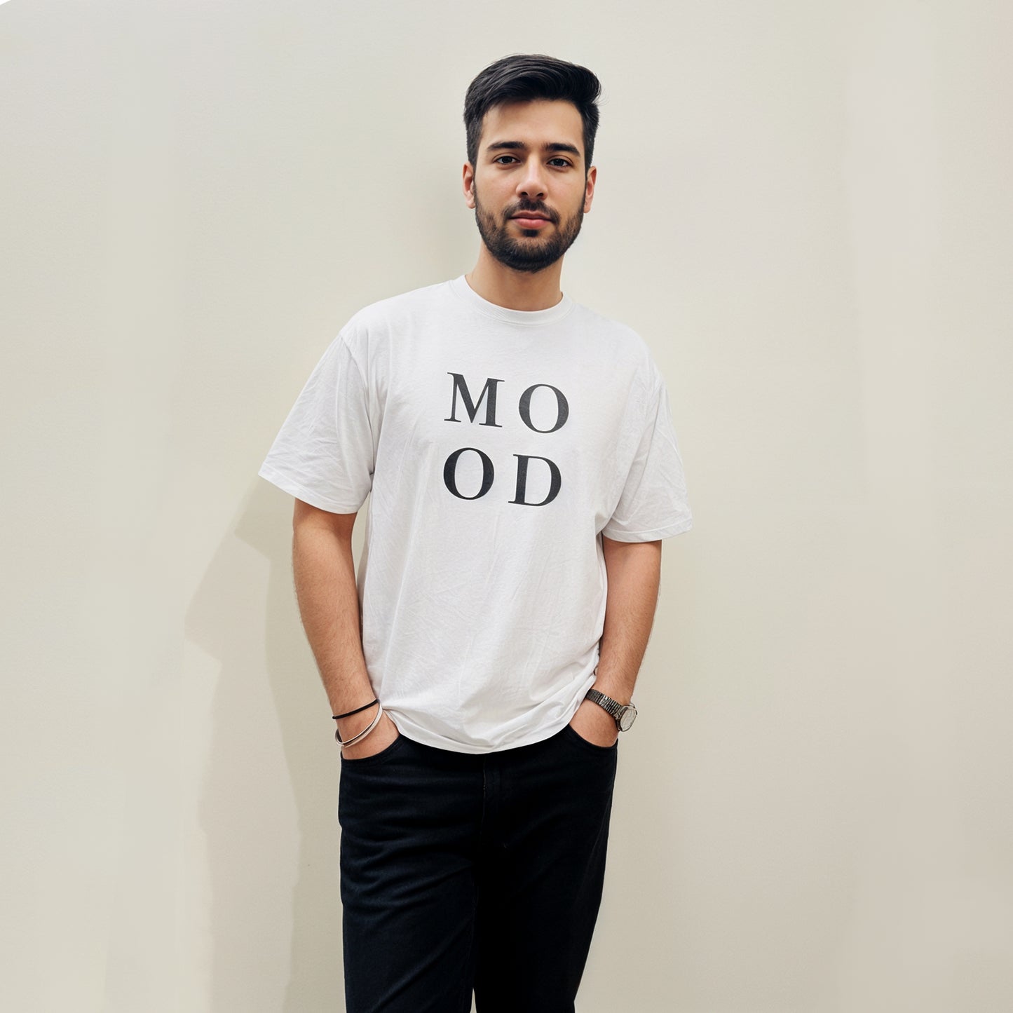 'MOOD' White Oversized T-Shirt