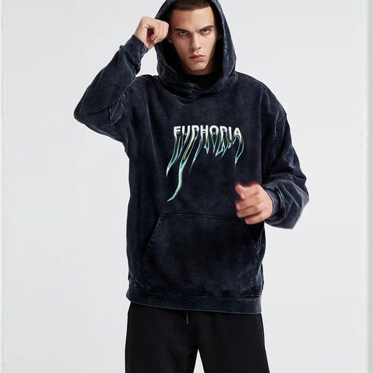 'Euphoria' Acid Wash regular fit Unisex Hoodie