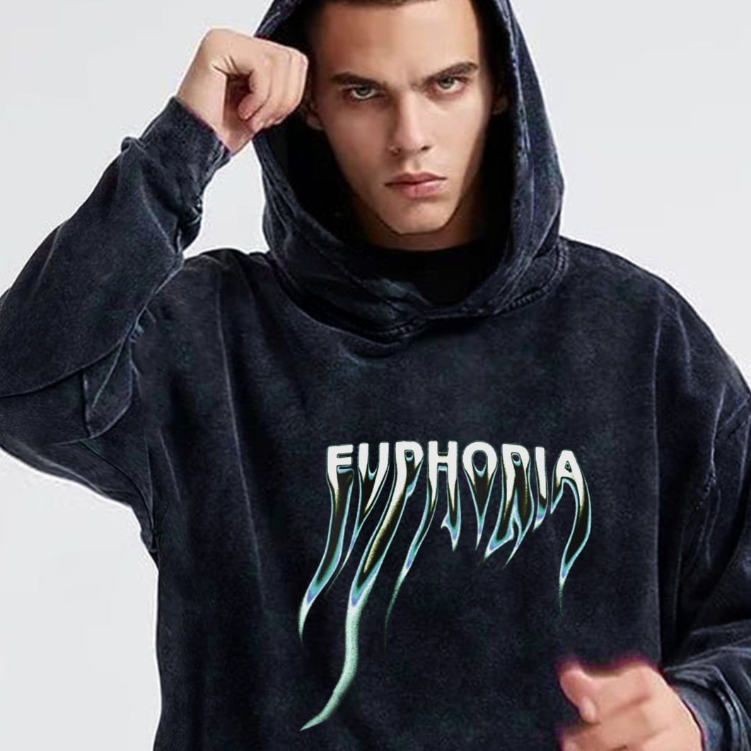 'Euphoria' Acid Wash regular fit Unisex Hoodie