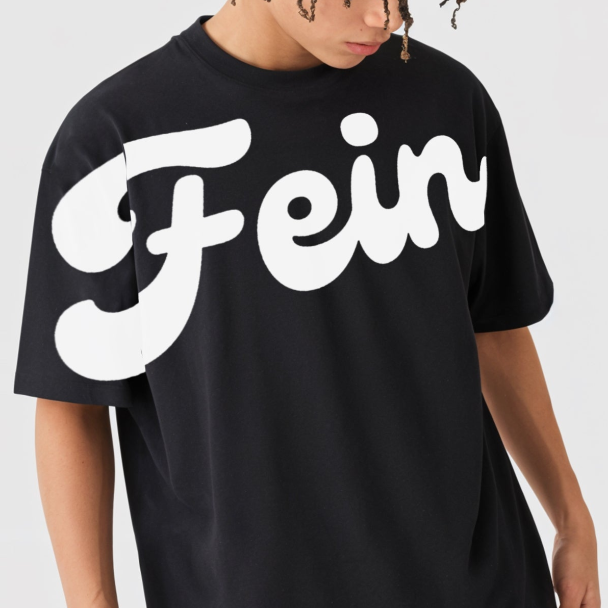 'Fein' print across Oversized Unisex T-Shirt