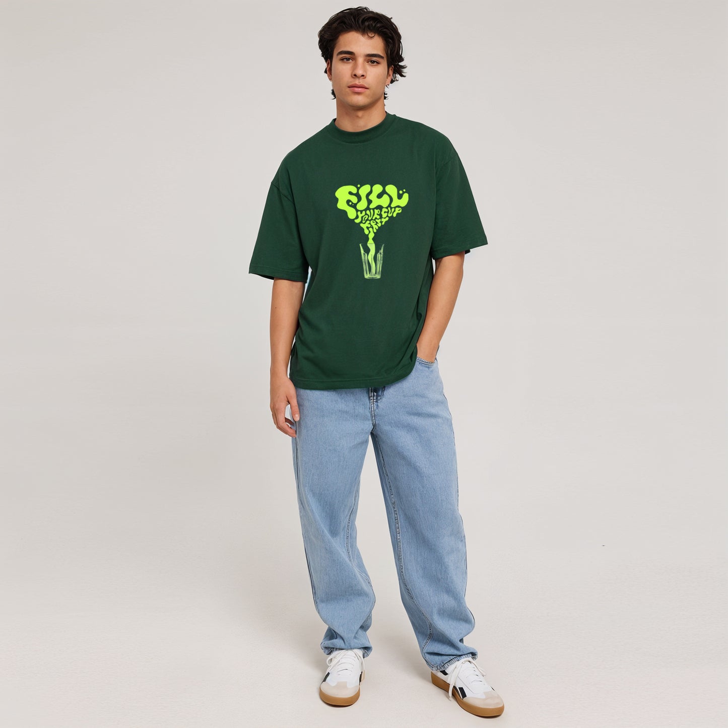 'Fill your cup first'  Glow in the Dark Oversized Unisex T-Shirt