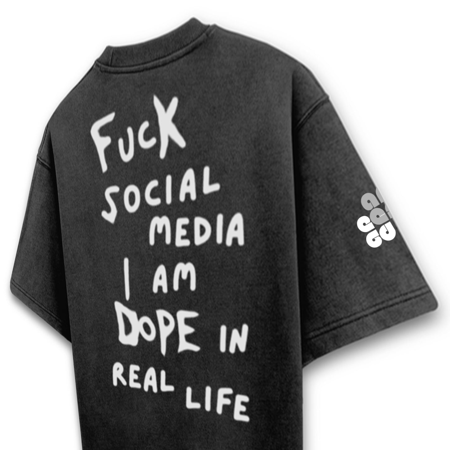 'Fuck Social Media I am Dope in real life'  Unisex Oversized Acid Wash T-Shirt