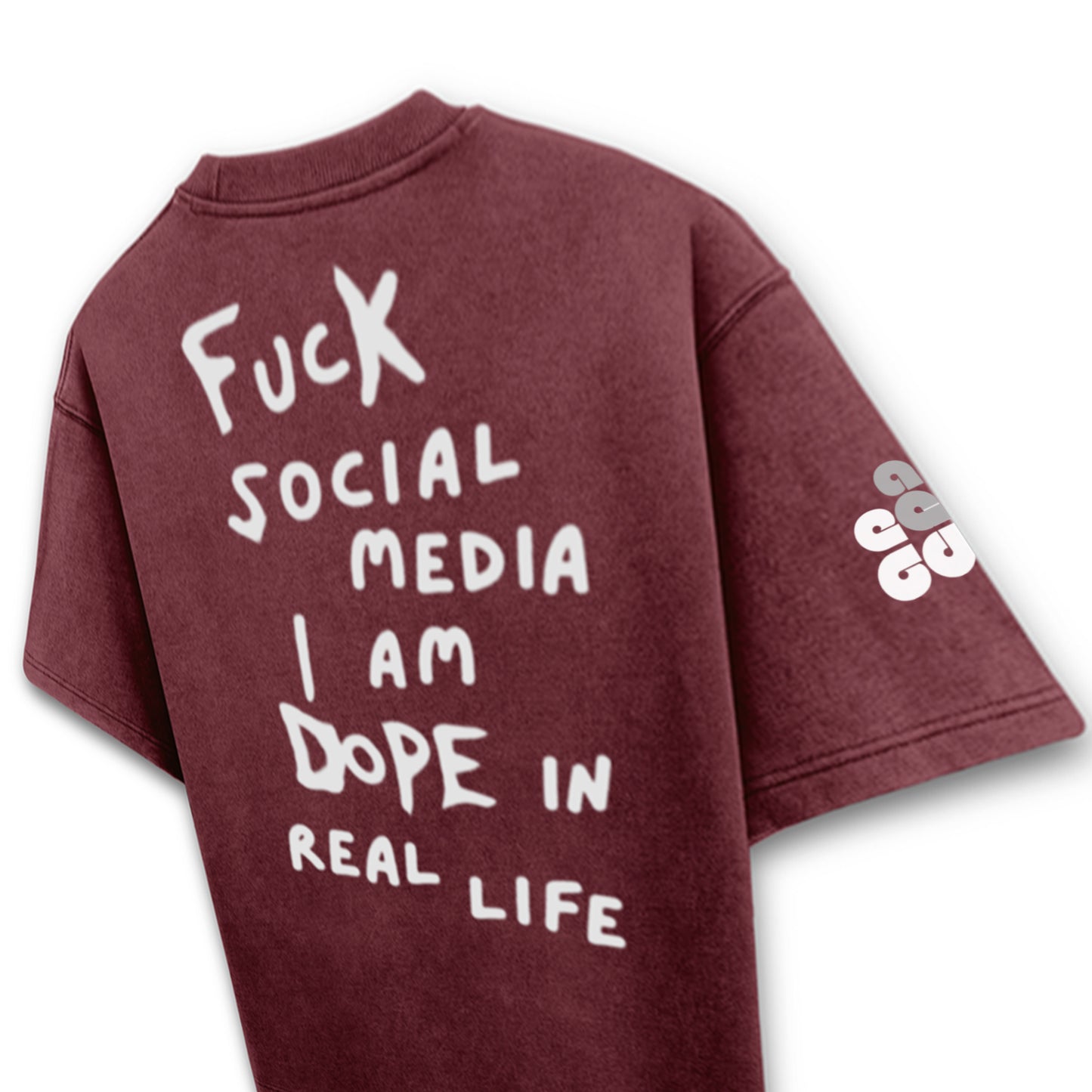 'Fuck Social Media I am Dope in real life'  Unisex Oversized Acid Wash T-Shirt