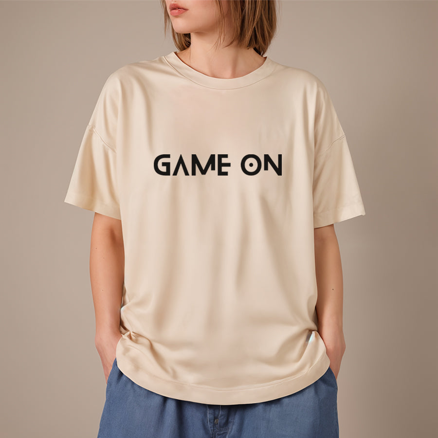 'Game On' puff print Oversized Unisex T-Shirt