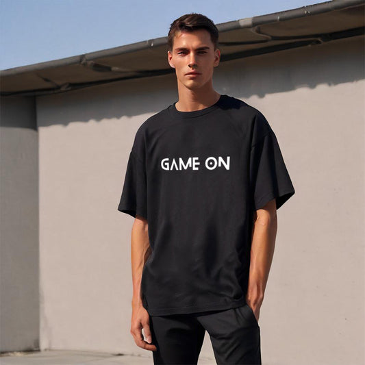 'Game On' puff print Unisex Oversized T-Shirt