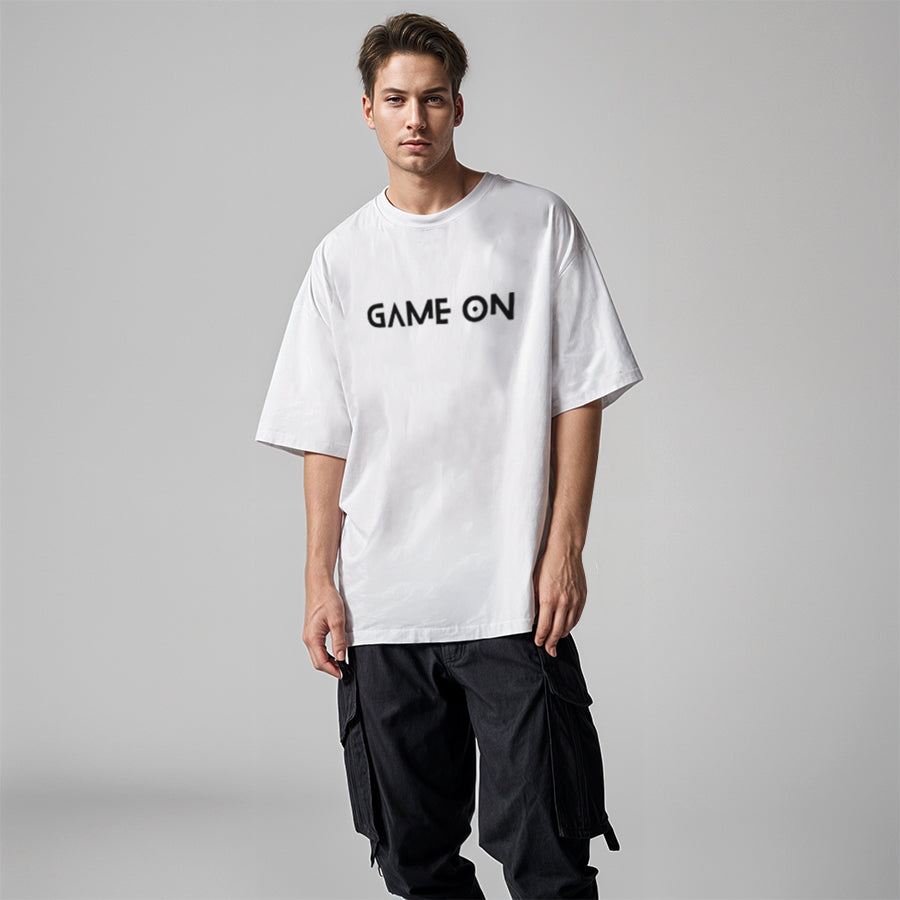 'Game On' puff print Oversized Unisex T-Shirt