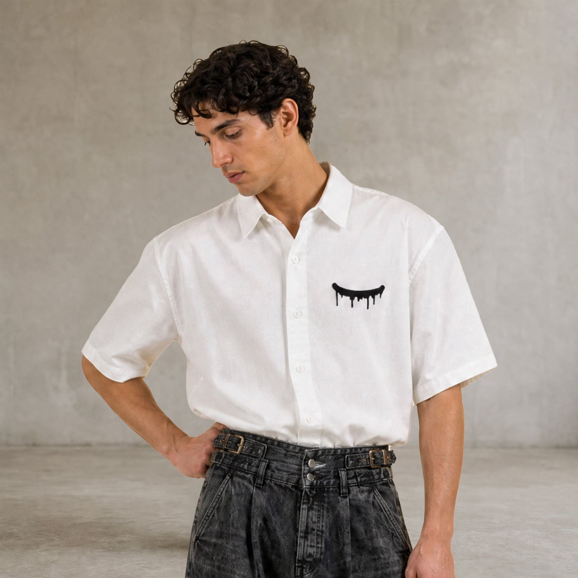 'Go with the flow' Unisex Oversized Bowling Shirt