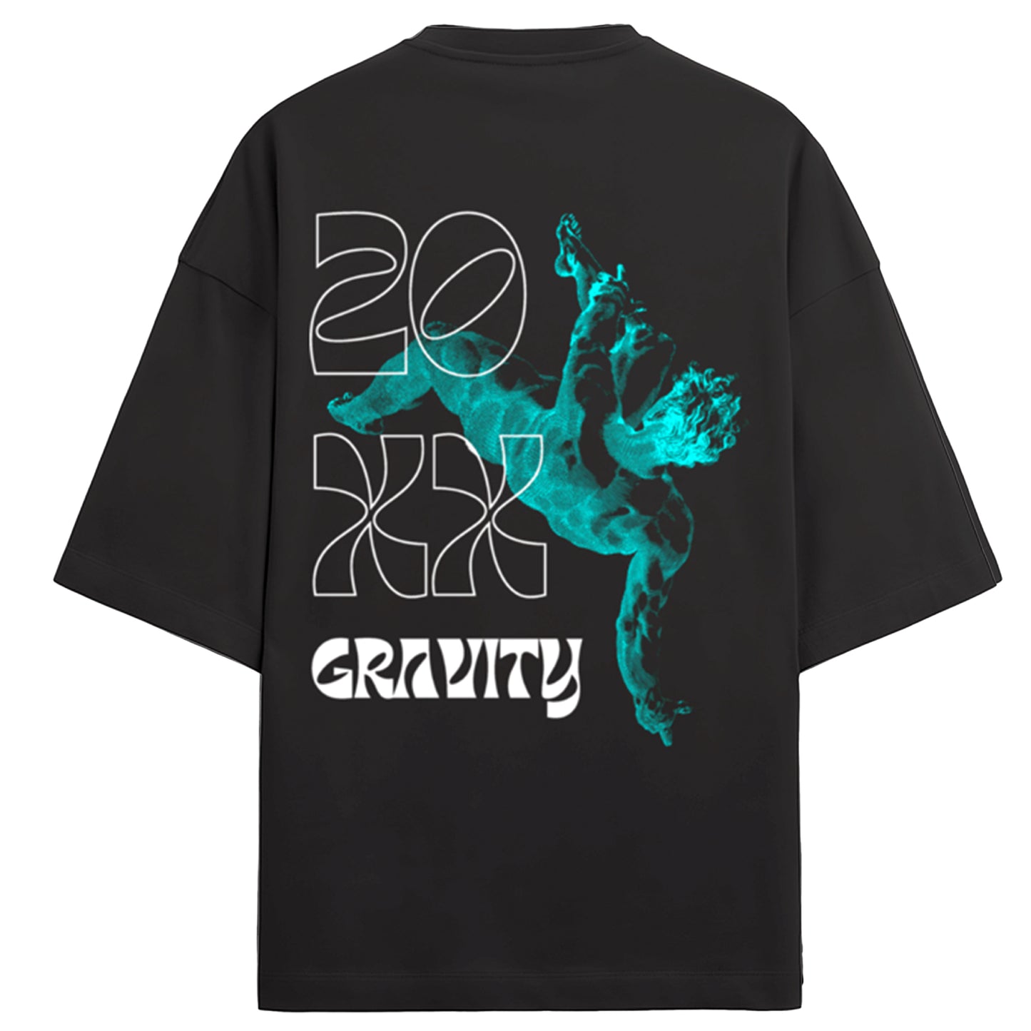 Gravity graphic oversized Black Terry Cotton T-Shirt