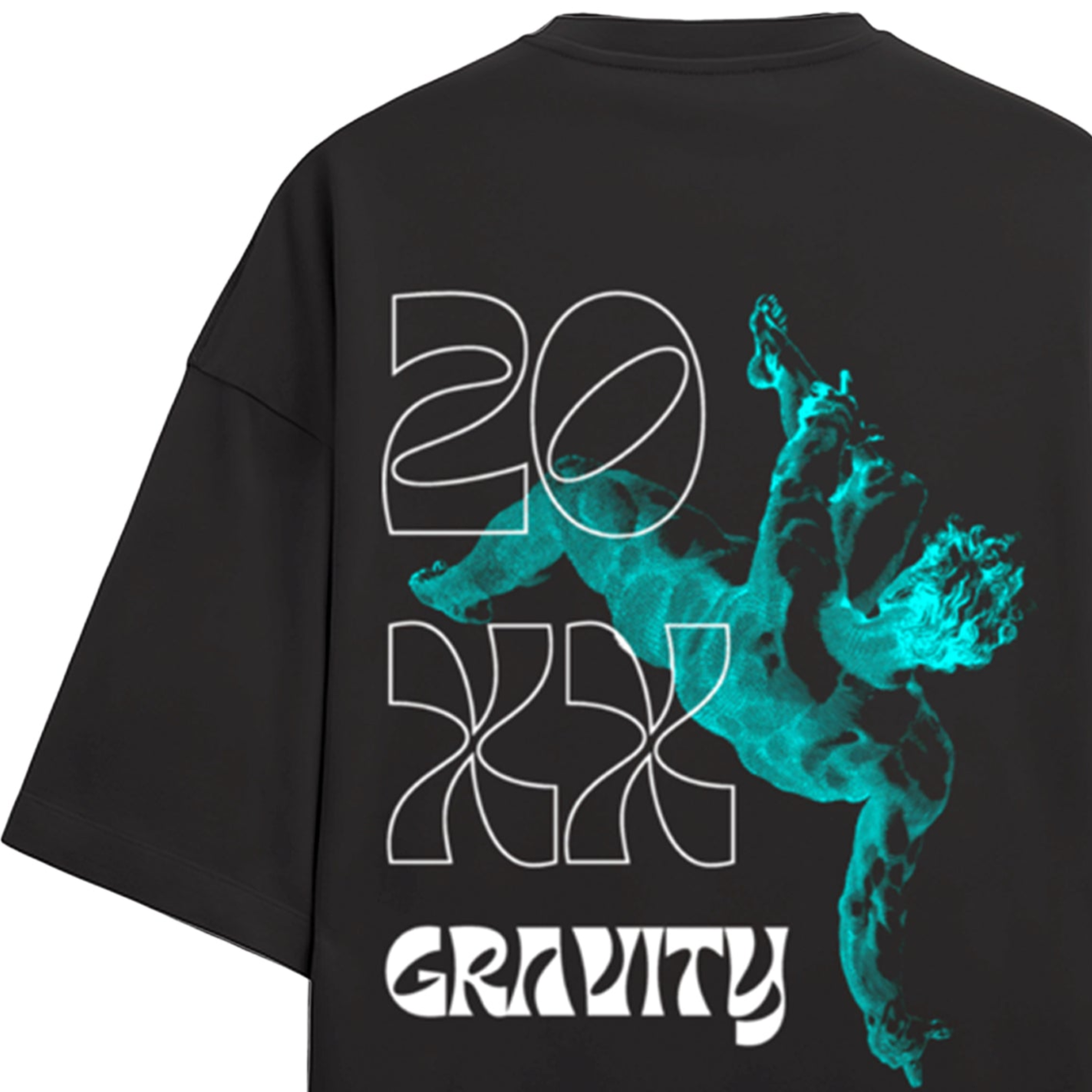 Gravity graphic oversized Black Terry Cotton T-Shirt