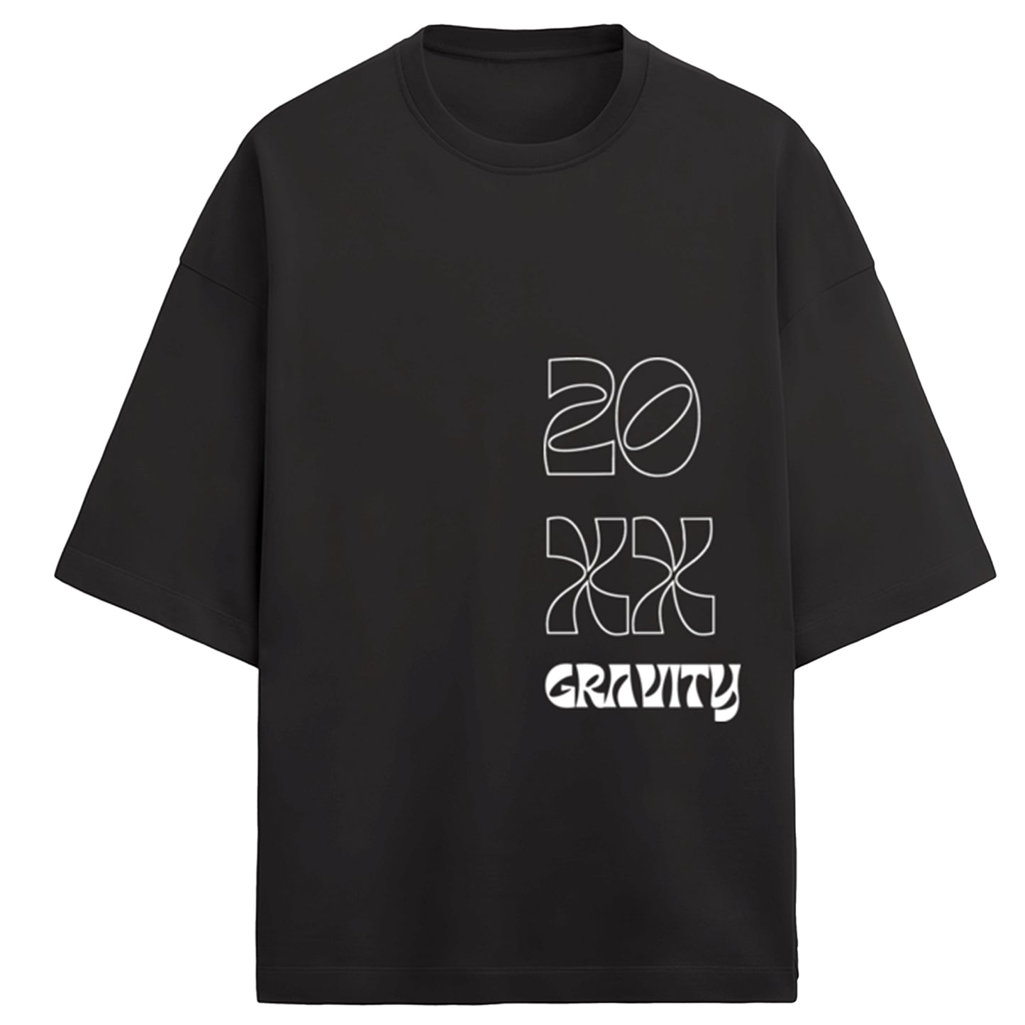 Gravity graphic oversized Black Terry Cotton T-Shirt