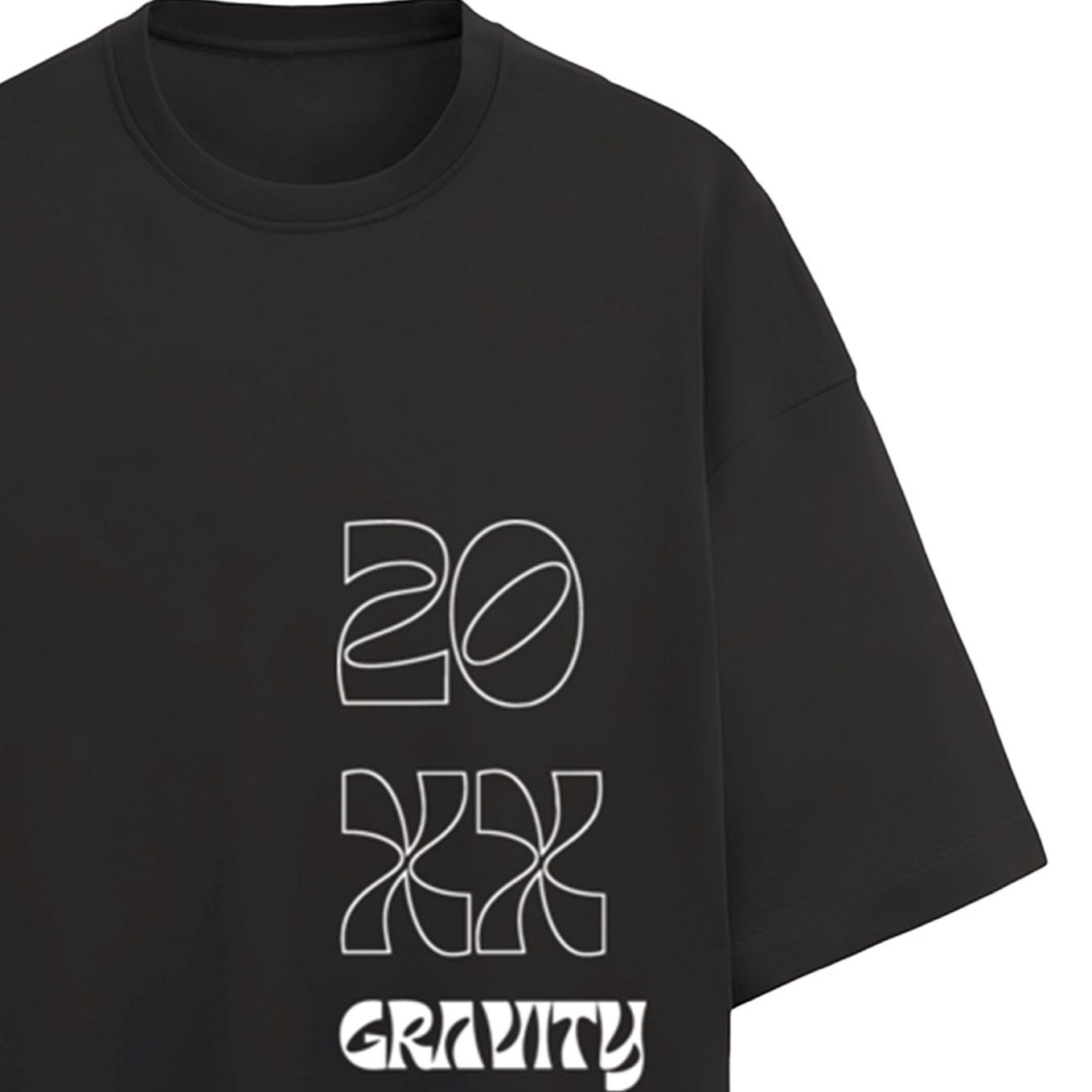 Gravity graphic oversized Black Terry Cotton T-Shirt