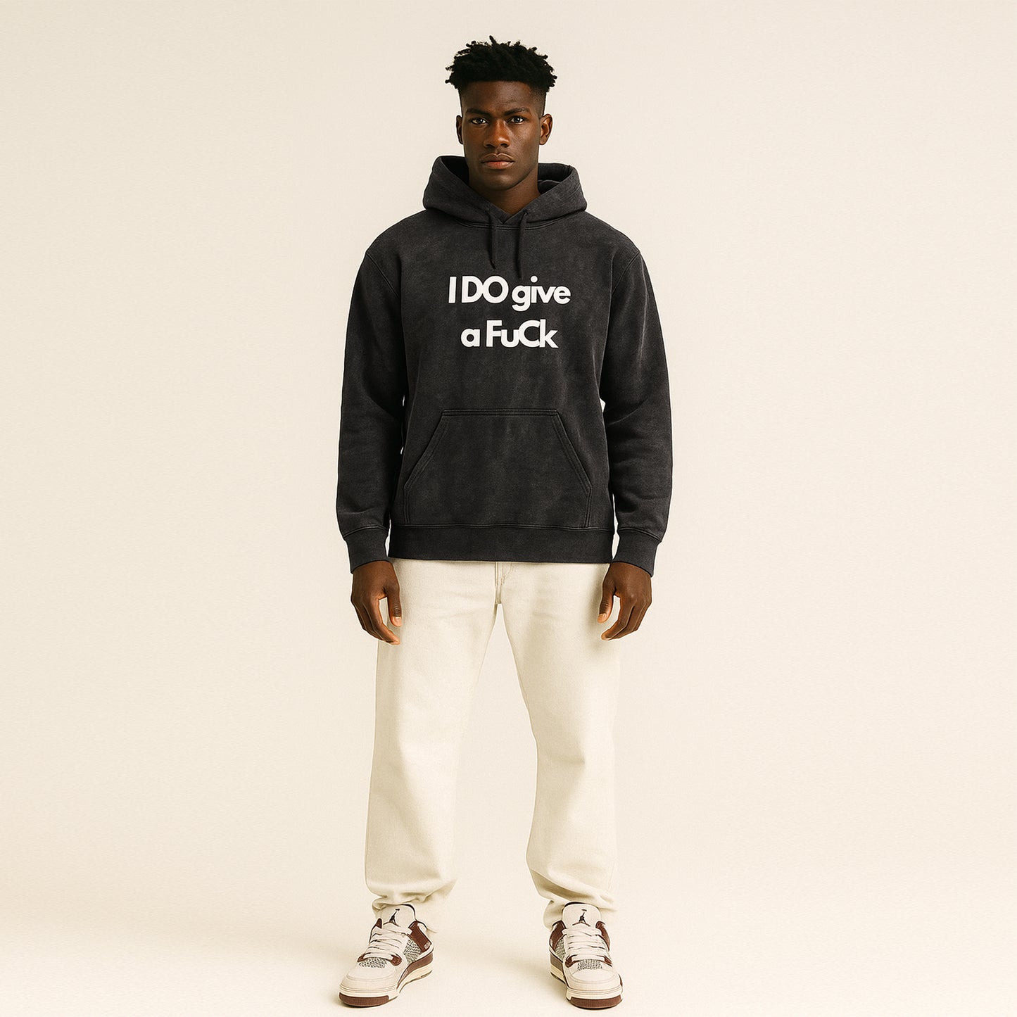 'I Do give a Fuck' regular fit Acid wash Hoodie