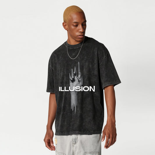 'Illusion' Unisex Oversized Acid Wash T-Shirt