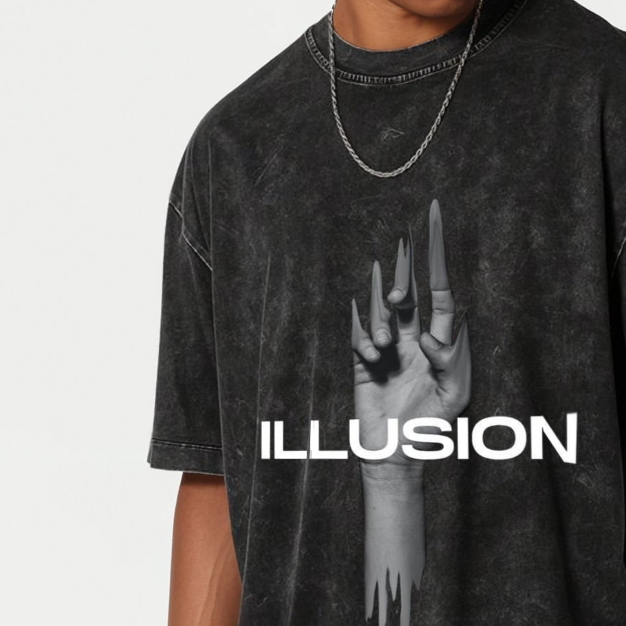 'Illusion' Unisex Oversized Acid Wash T-Shirt