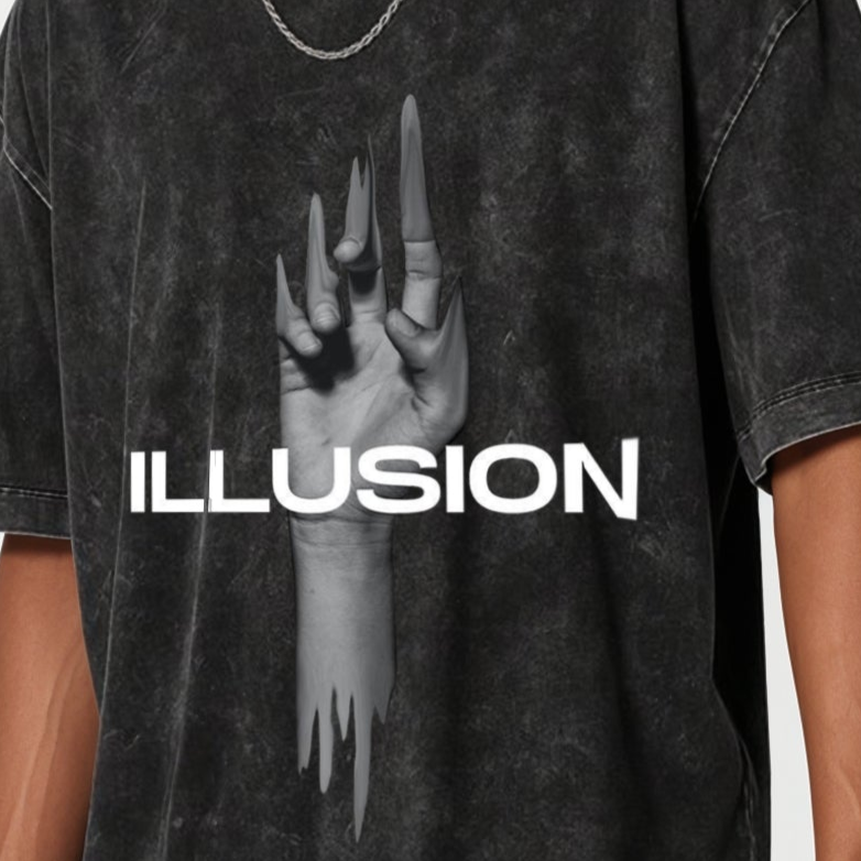 'Illusion' Unisex Oversized Acid Wash T-Shirt