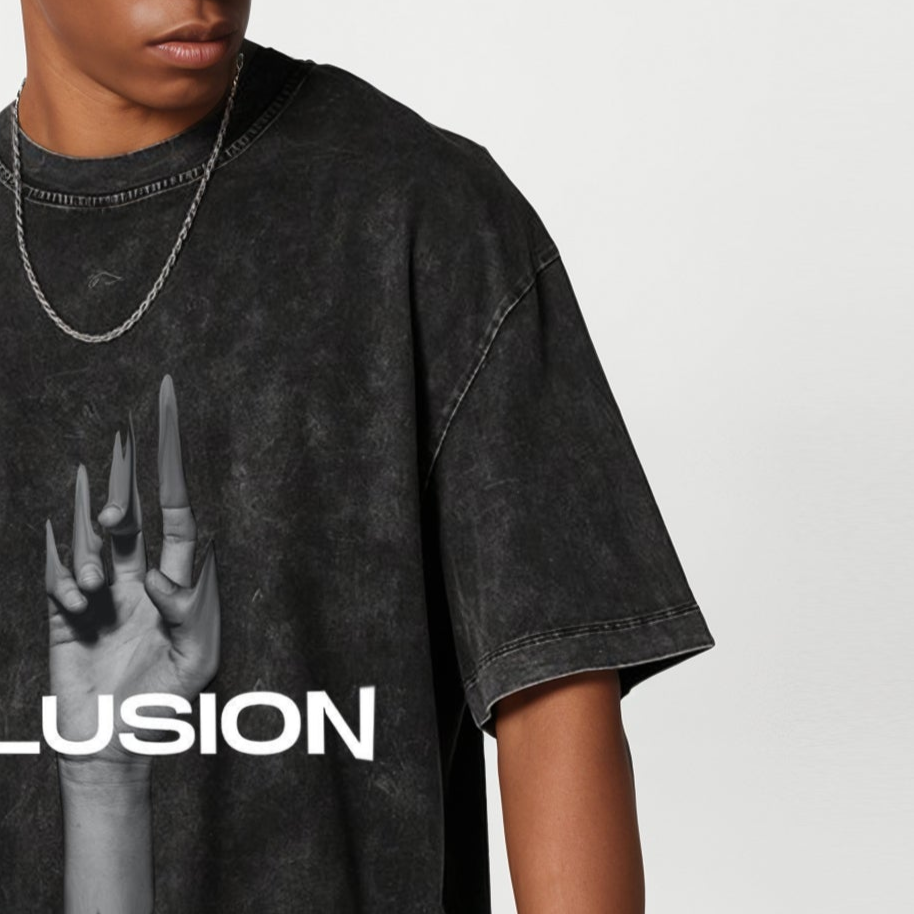 'Illusion' Unisex Oversized Acid Wash T-Shirt