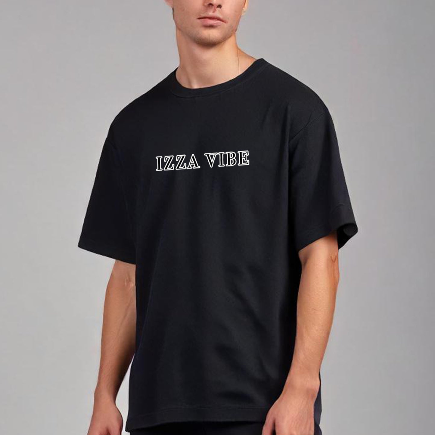 'Izza Vibe' Black Oversized T-Shirt