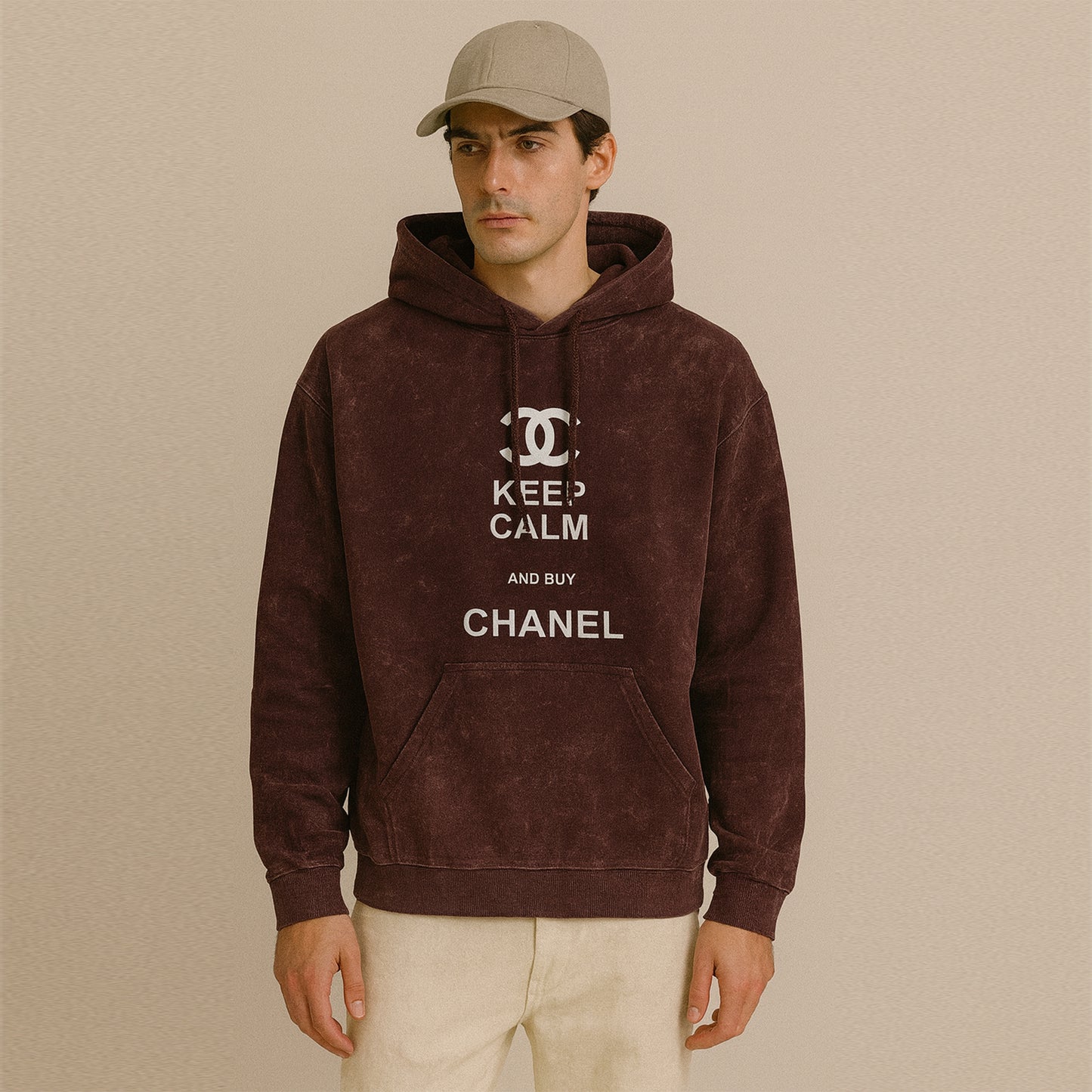 'Keep Calm and buy Chanel' Unisex Acid Washed Hoodie