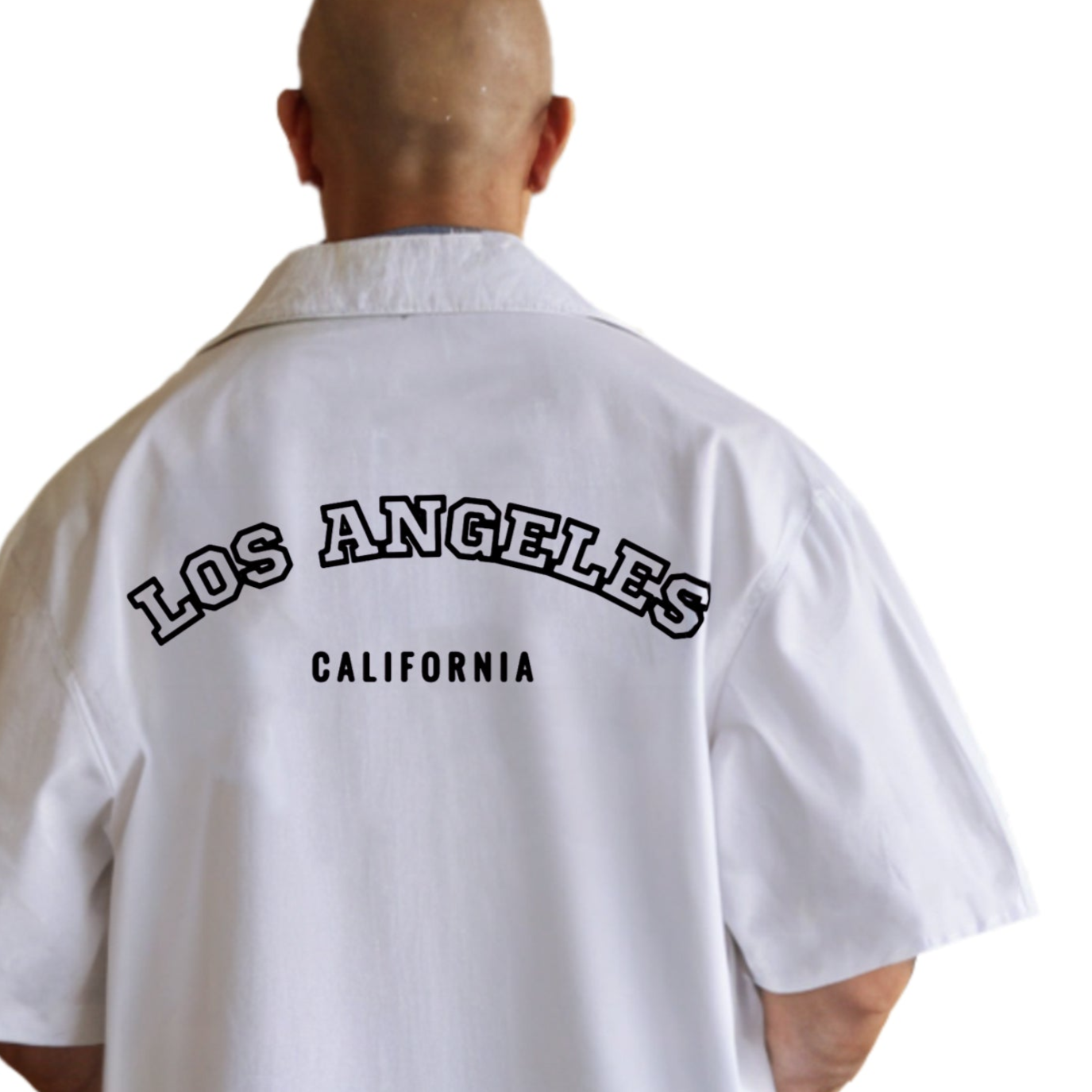 'Los Angeles' white Unisex Oversized Bowling Shirt