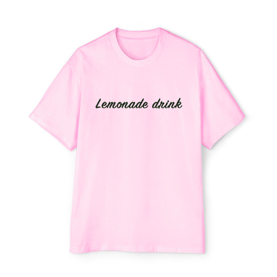 'Lemonade Drink' graphic print oversized unisex baby pink T-Shirt