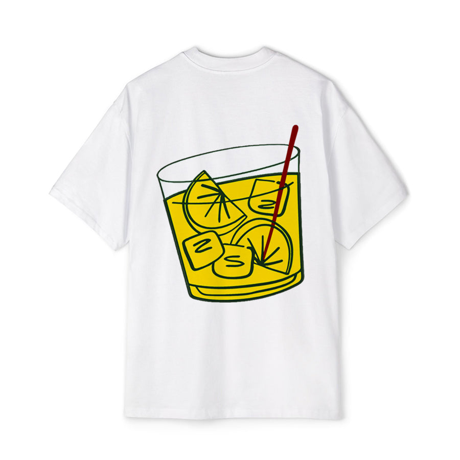 'Lemonade Drink' graphic print oversized white unisex T-Shirt