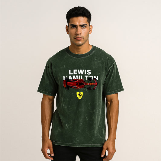 'Lewis' graphic Unisex Acid Washed Oversized Tee