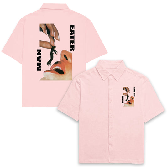 'Man Eater' graphic Oversized Unisex Bowling Shirt