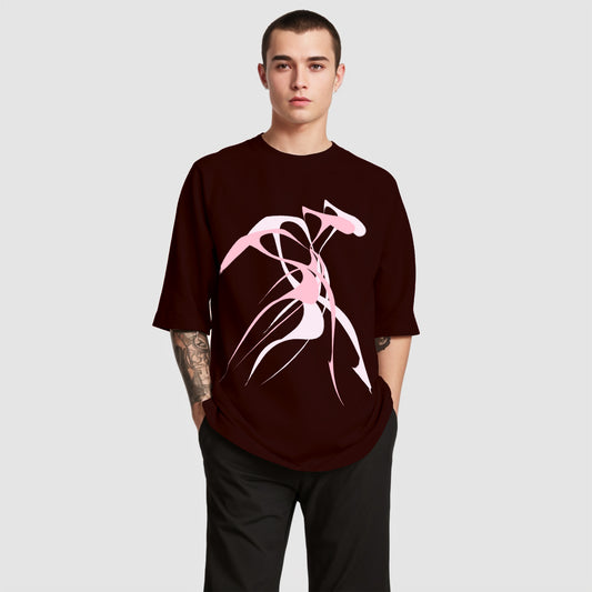 Abstract print French Terry Cotton Oversized T-Shirt