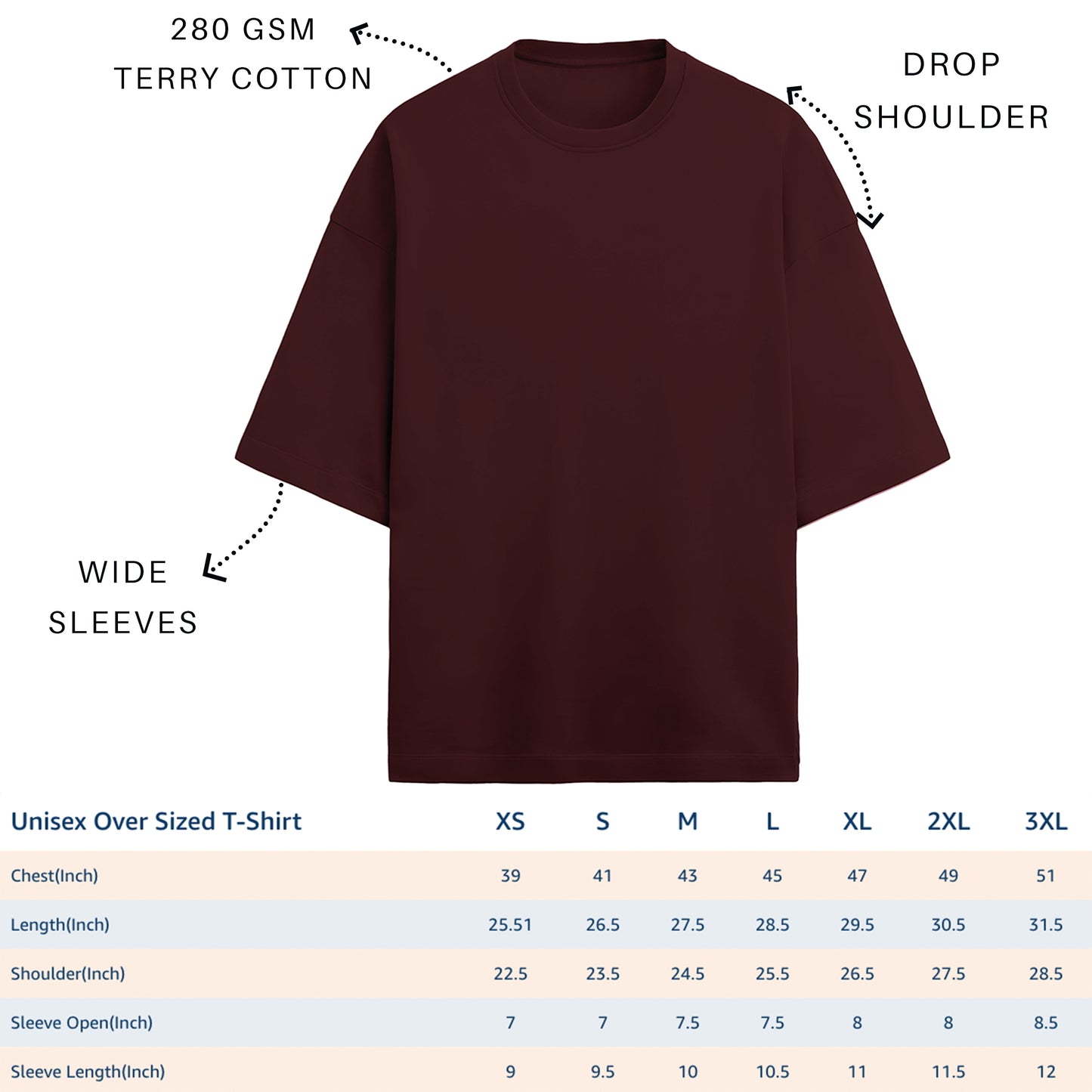 Coldplay graphic edition Oversized Terry Cotton T-Shirt (Maroon)