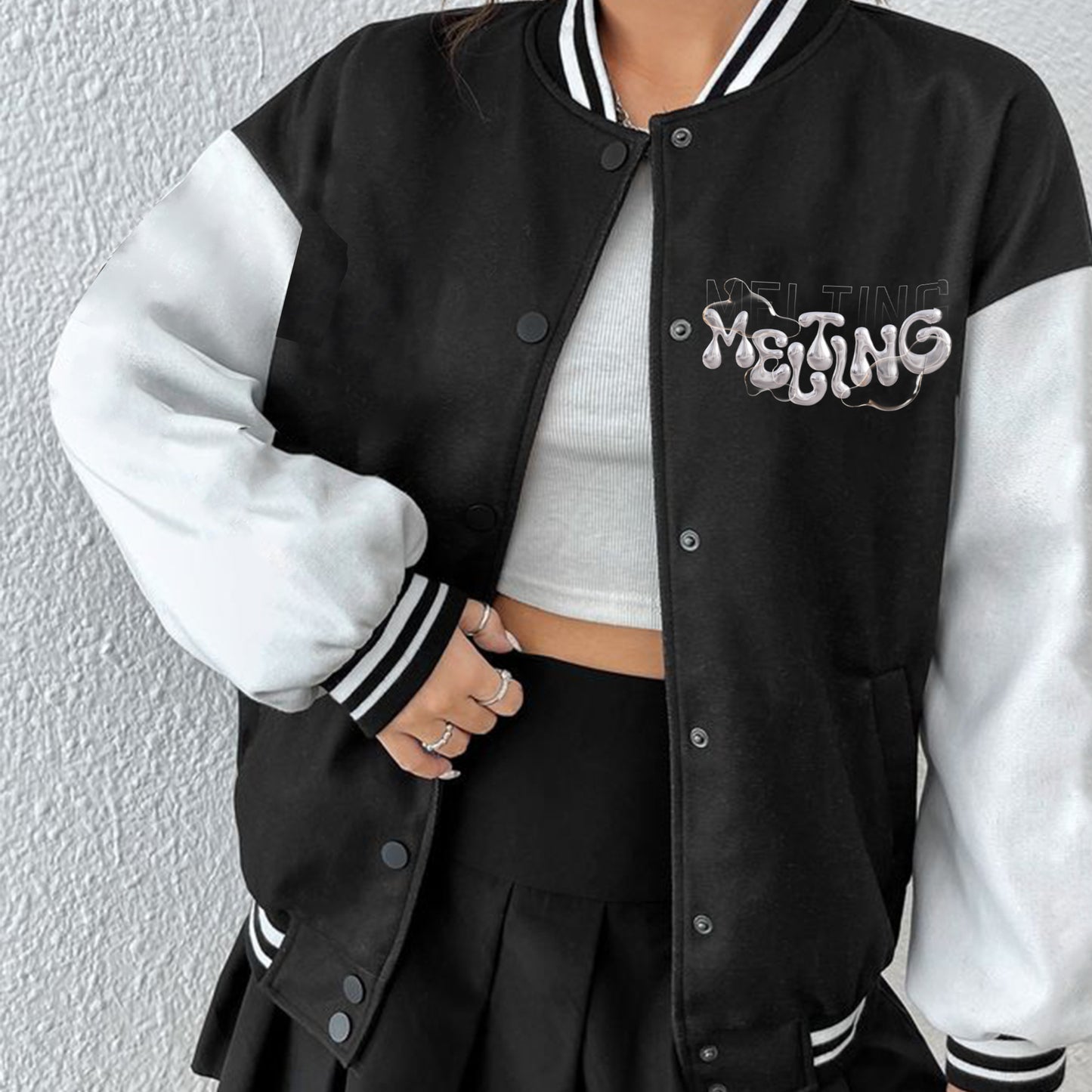 'Melting' graphic Unisex Varsity Jacket