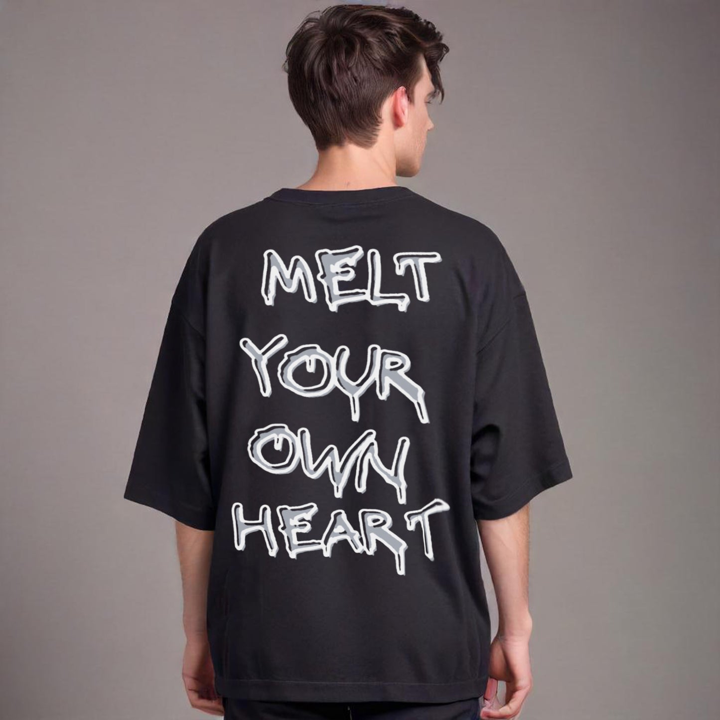 'Melt your own heart' Oversized Terry Cotton T-Shirt