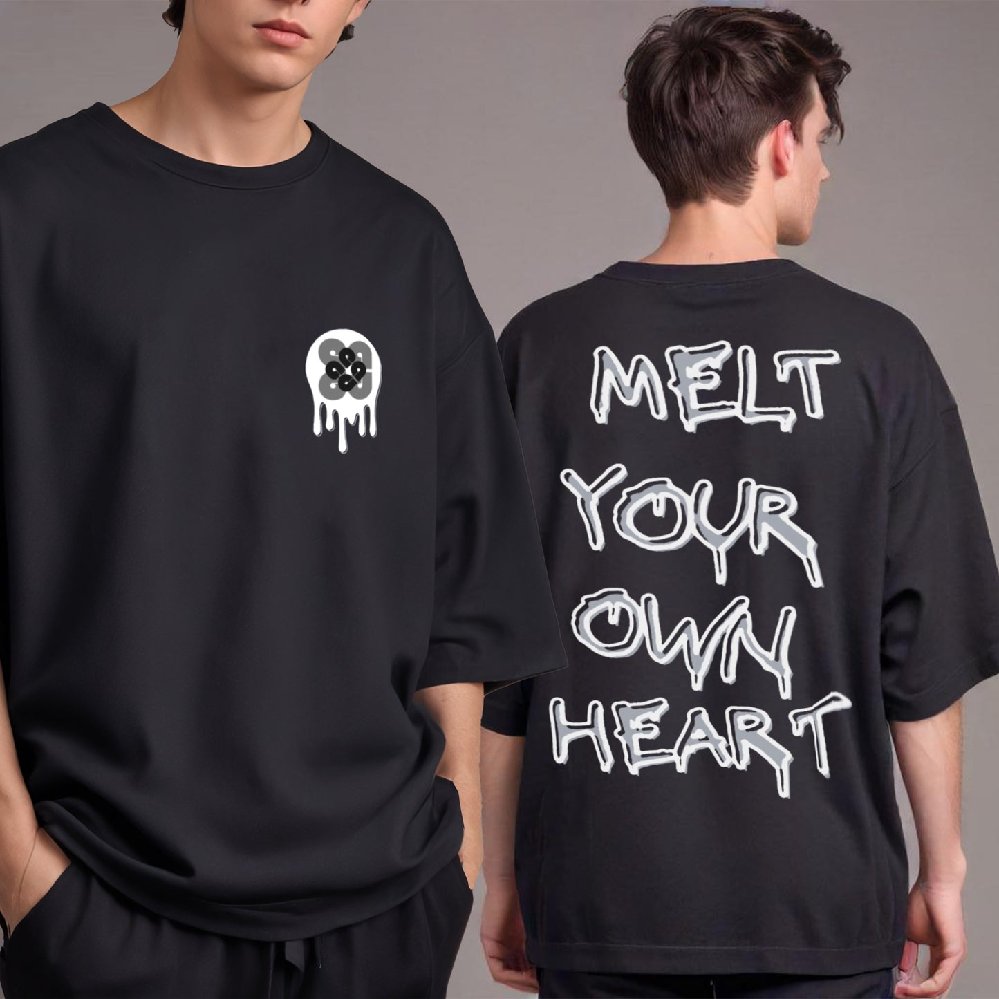 'Melt your own heart' Oversized Terry Cotton T-Shirt