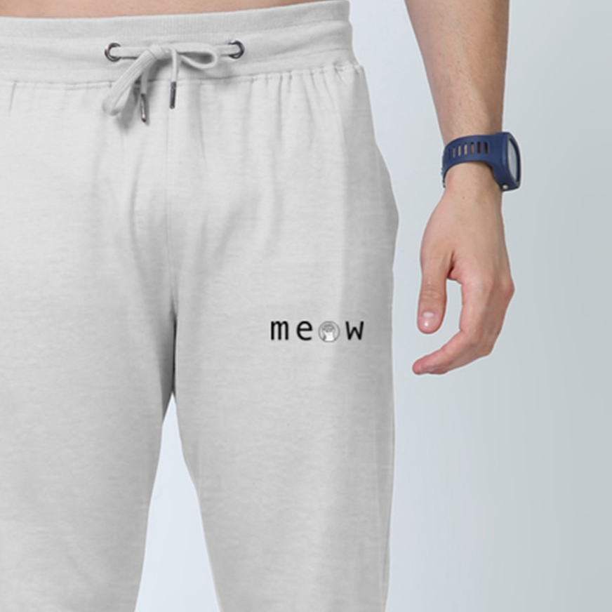 'Meow' pocket print grey trousers