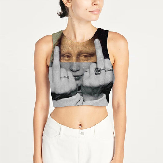 'Mona Lisa' graphic all over print Crop Top
