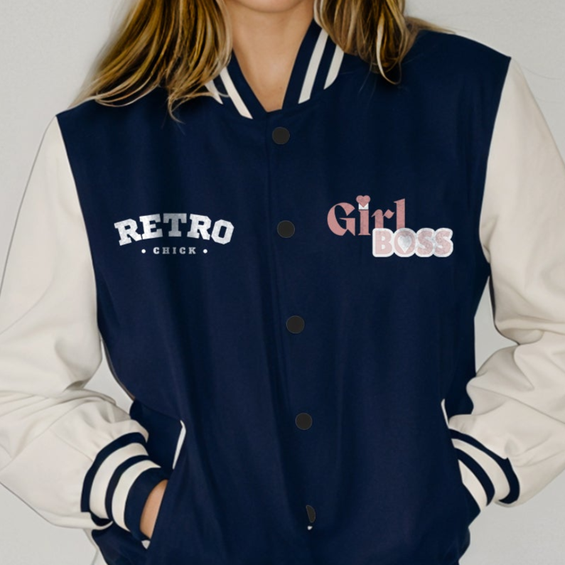 Retro Girl Boss Varsity Jacket