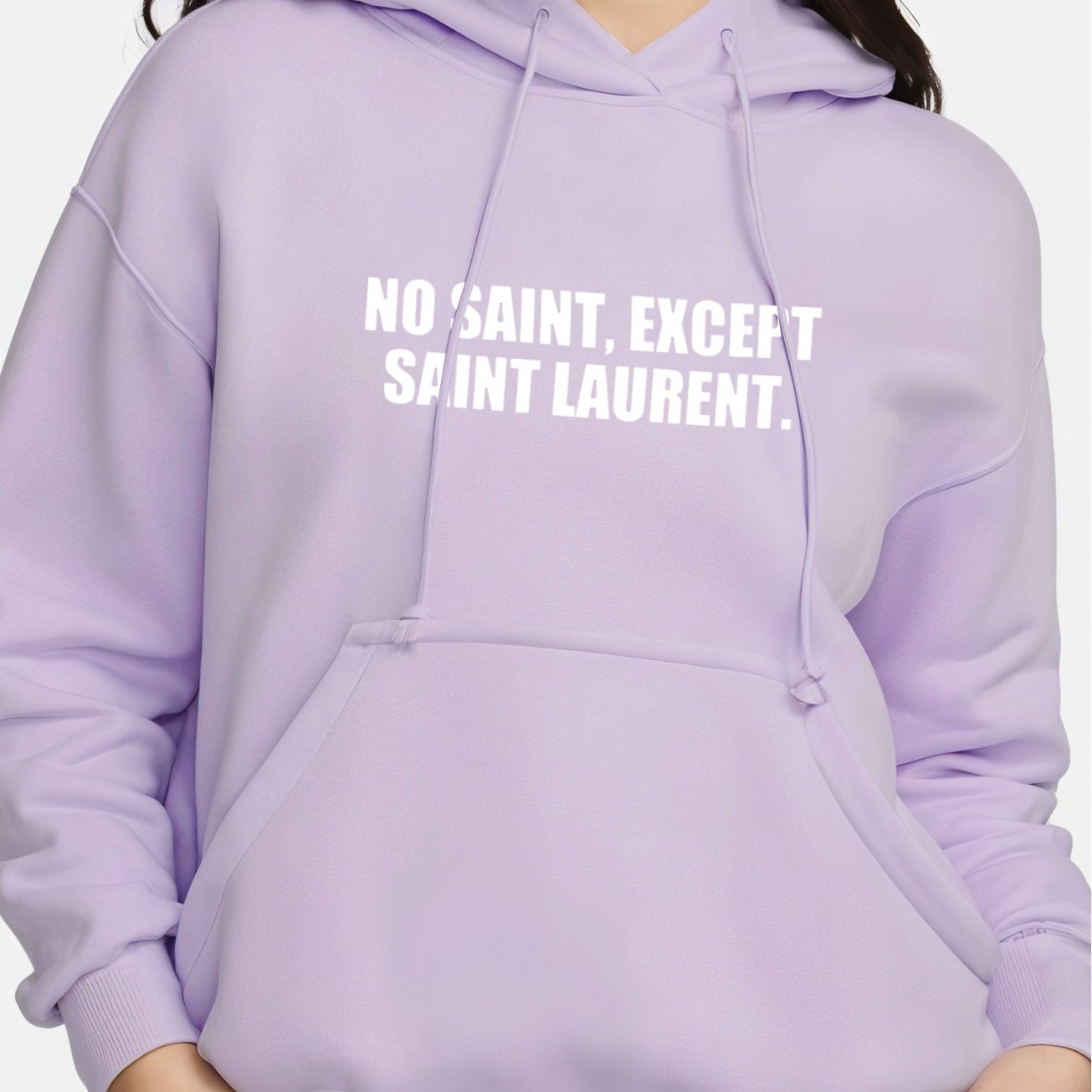 'No Saint except Saint Laurent' Oversized Unisex Lavender Hoodie