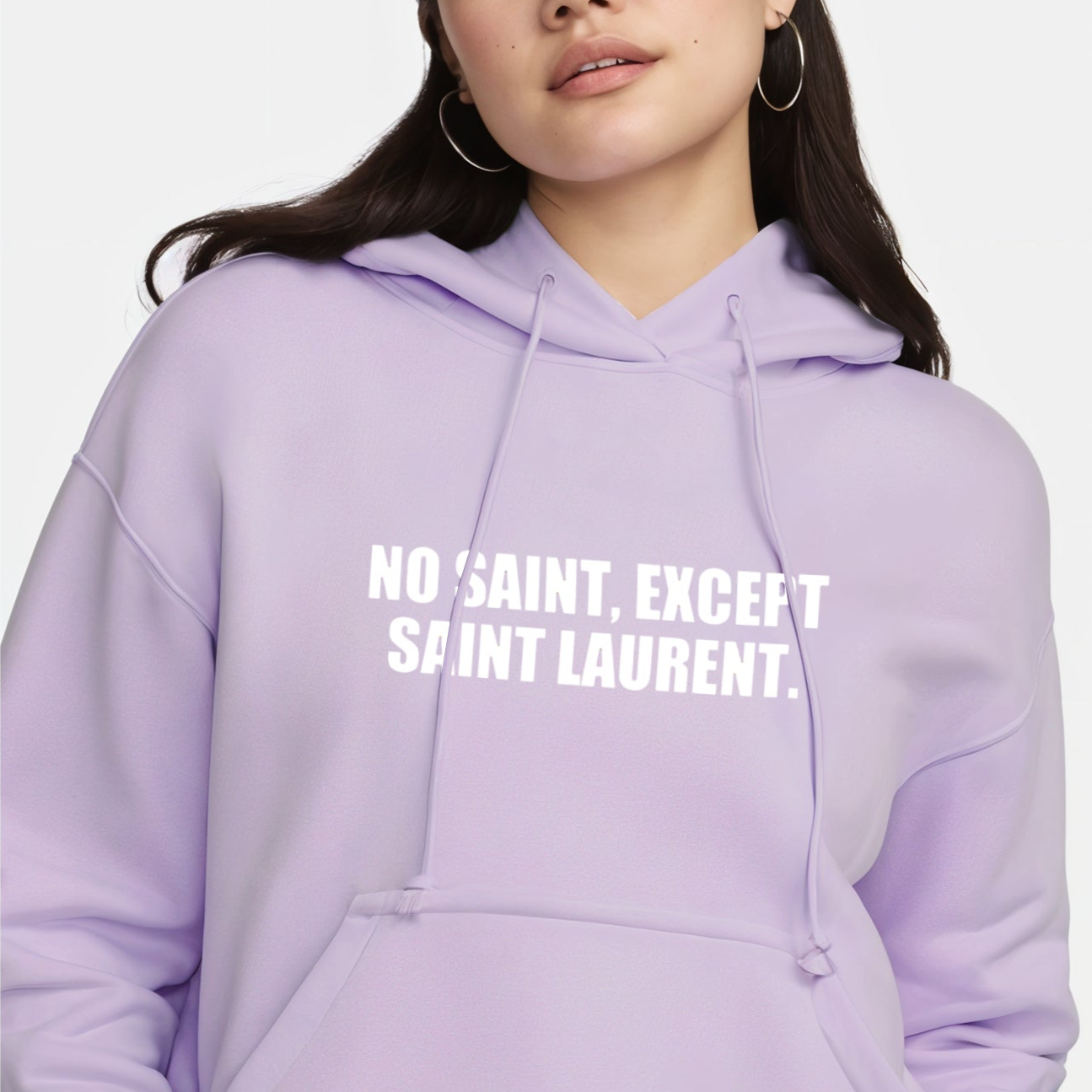 'No Saint except Saint Laurent' Oversized Unisex Lavender Hoodie