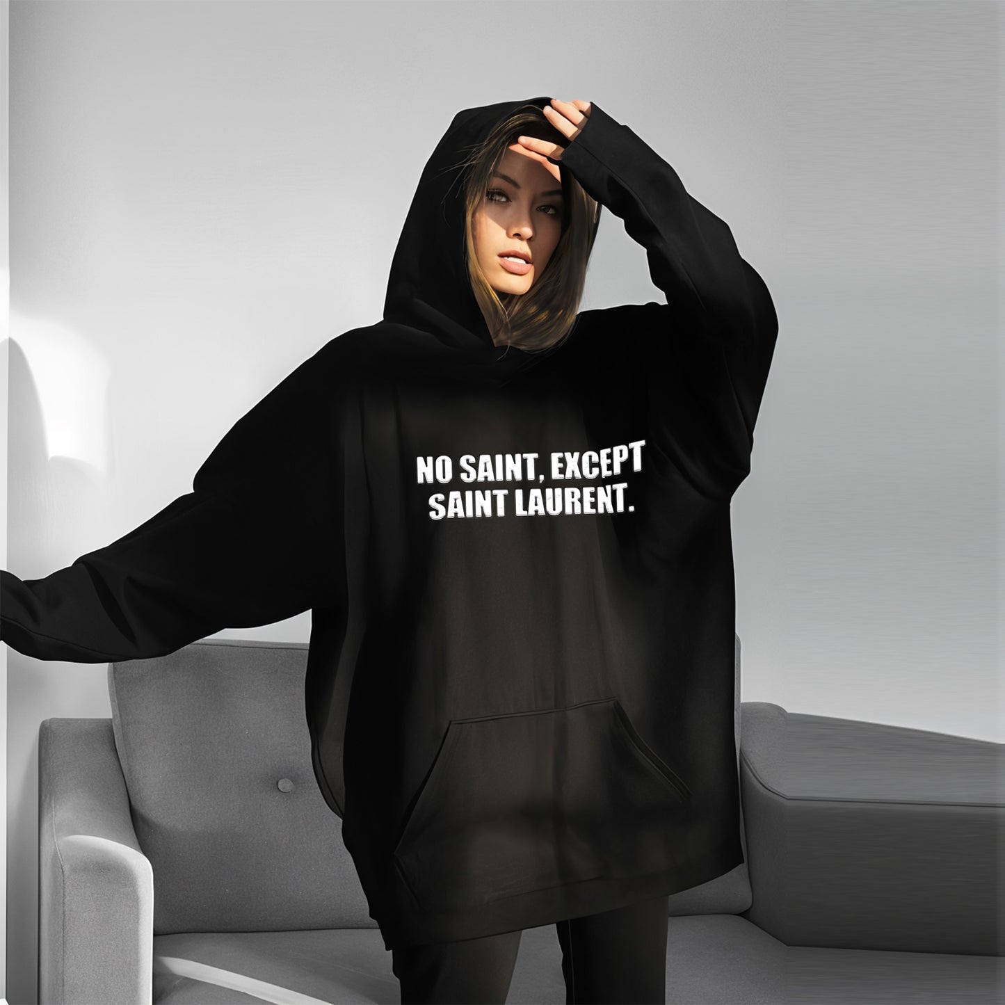 'No Saint except Saint Laurent' Oversized Unisex Hoodie