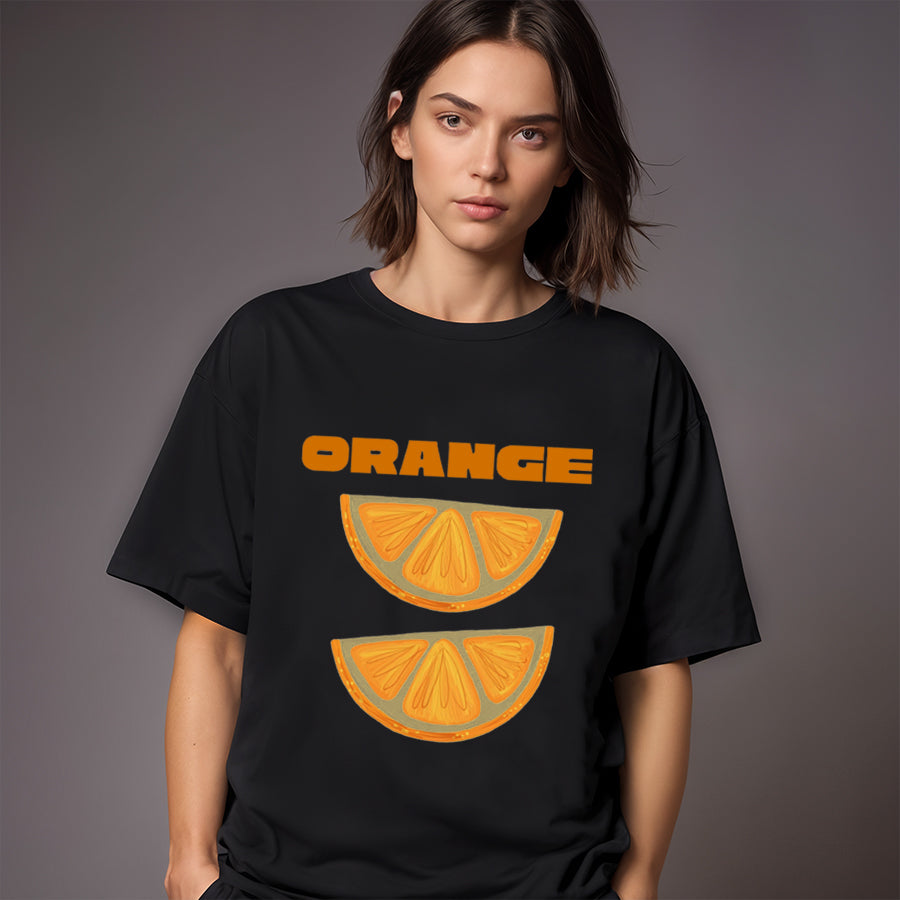 'Orange' graphic oversized unisex Black T-Shirt