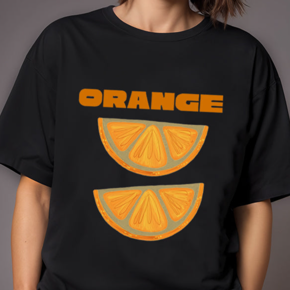 'Orange' graphic oversized unisex Black T-Shirt