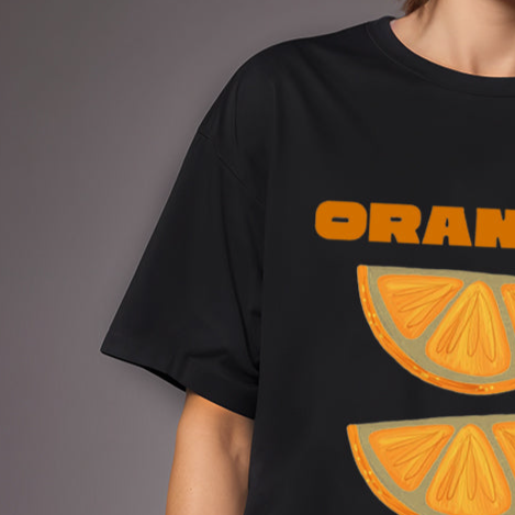 'Orange' graphic oversized unisex Black T-Shirt